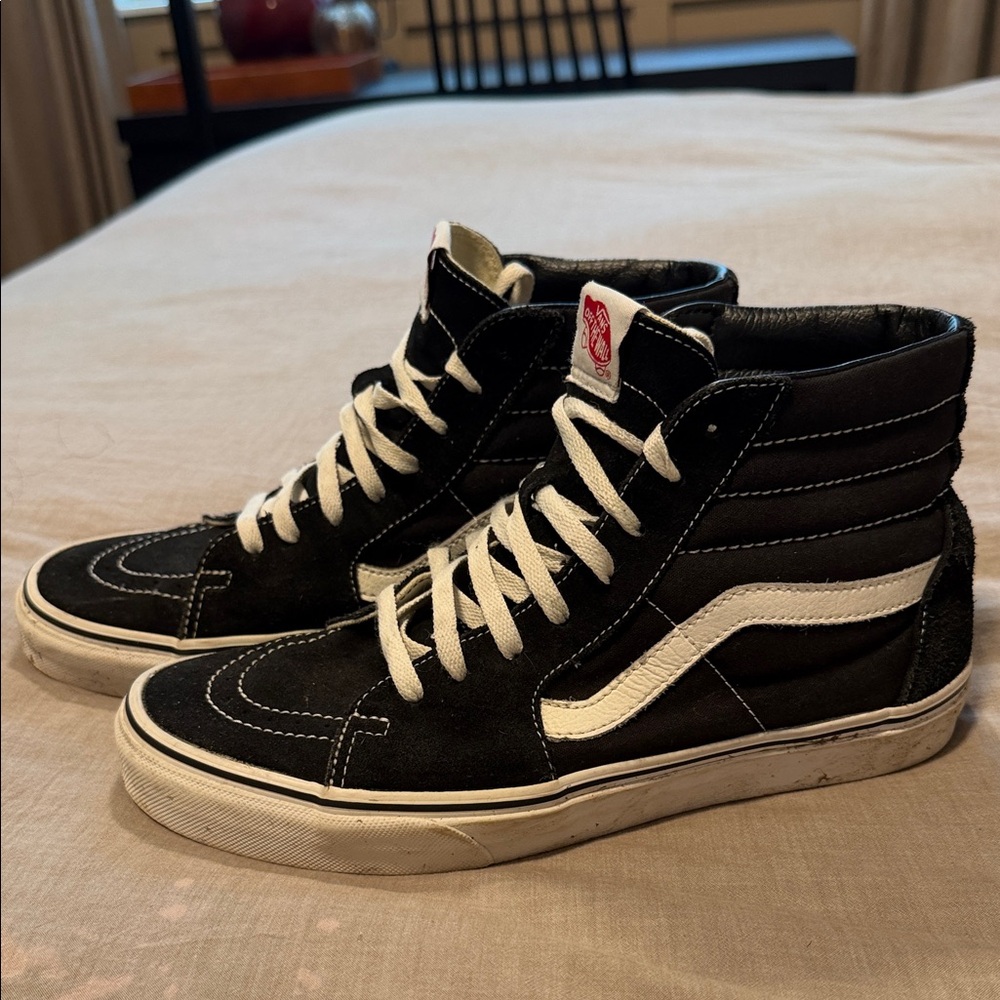 Vans Black and White High-Top Skate Sneakers